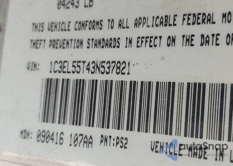 2003 Chrysler Sebring Lxi из США, поврежденный, VIN 1C3EL55T43N537821